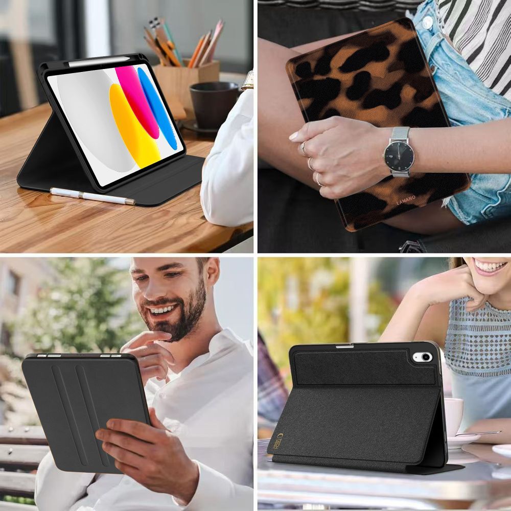 Huse tabletă iPad 2025 11 inch (iPad 11) - Husă inteligentă LAMANO cu imprimeu de leopard, cu suport pentru creion