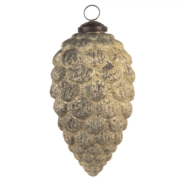 Glob de Craciun Clayre & Eef, model con de pin, auriu, 10x13 cm