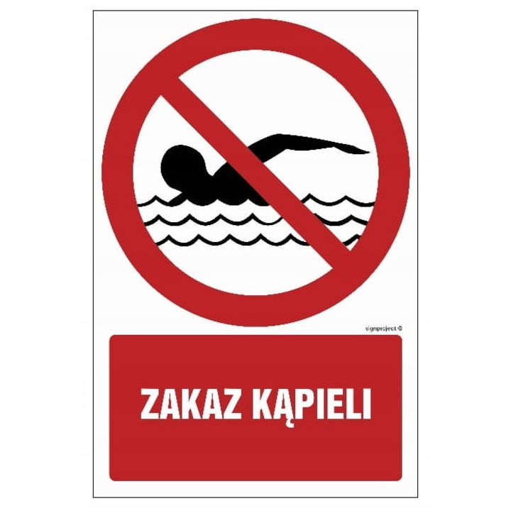 Tabla informativa - Zakaz kapieli, 15x22,5cm, PN - PLYTA 1MM, multicolor