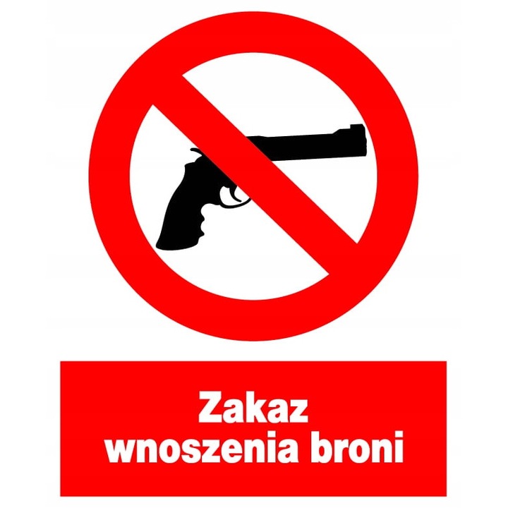Tablica de avertizare, LIBRES, Zakaz wnoszenia broni, 22.5x27.5cm, PVC alb