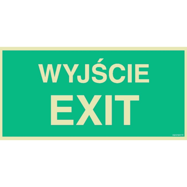 Tabla de siguranta e evacuare, 30x15cm, PS - 1mm, iluminata in noapte
