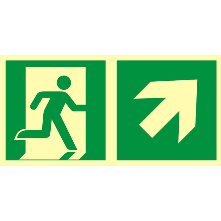 Placa adeziva de semnalizare evacuare, directia iesire in sus dreapta, 30x15cm, 1mm, Libres