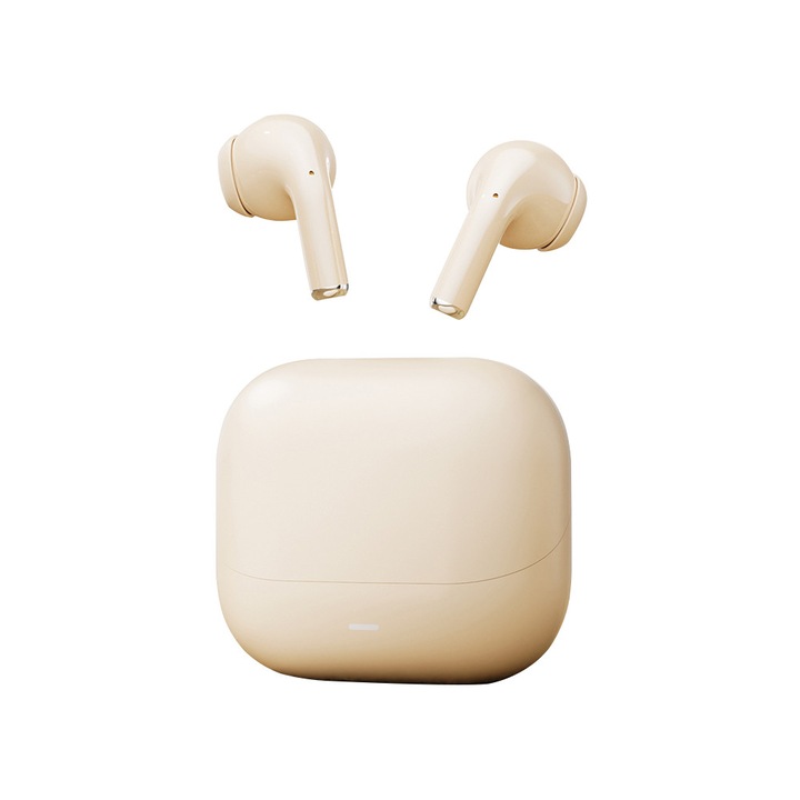 Casti Bluetooth Wireless M133 Tip intra-ureche cu ANC Noise Cancelling Ecran color cu afisaj numeric Control inteligent prin APP Autonomie extinsa Latenta redusa nivel gaming Stereo dual bilateral HD Compatibile cu Comutare Zilnica Sport Bej