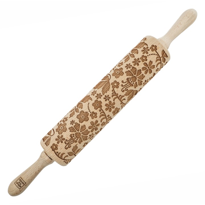 Sucitoare din lemn de fag, Toskania, 43 cm, grawerata, set pentru coacere