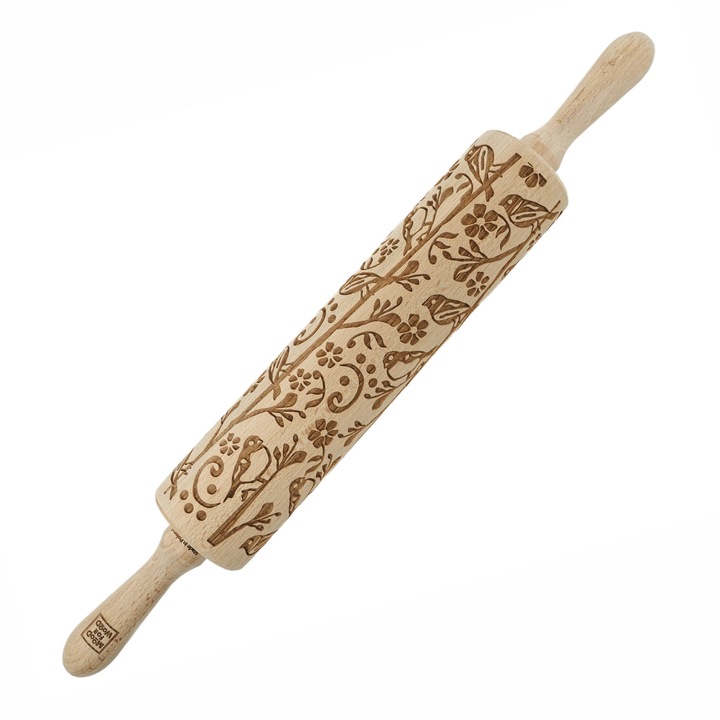 Sucitoare Grawerowana, 43 cm, Naturala, Design Wiosenny, pentru Biscuiti - MoodForWood