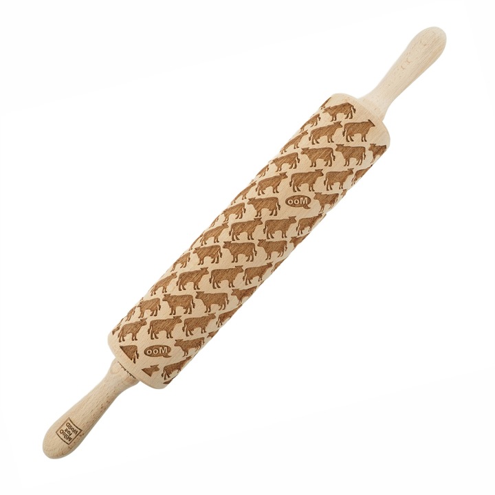 Sucitoare din lemn, MoodForWood, grawerata, 43cm, model vaci, culoare naturala