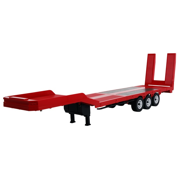 Semiremorca platforma joasa cu trei axe RC, Lungime 73.5 cm, Scara 1:18, 2.4 Ghz, RTR, 8+, compatibil cu RC Scania 770 S 6X4