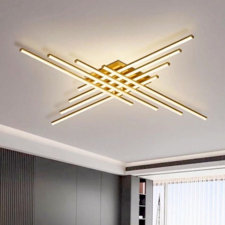 Lustra LED 256W 3 Functii Aurie Dimabila cu Telecomanda LZ4216-8