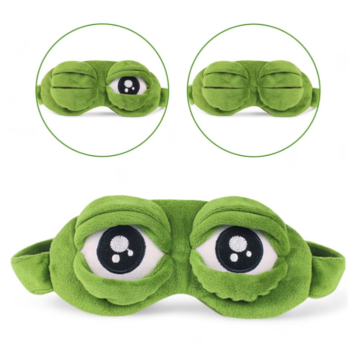 Masca de dormit draguta cu broasca cartoon · Masca de dormit la moda pentru petreceri · Relaxare si protectie pentru ochi, blocare a luminii · Design verde adorabil · Indispensabila pentru calatorii si acasa