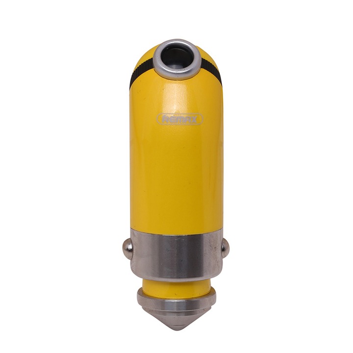 Incarcator Auto, Remax, Cutie RCC-211, USB-micro, USB, Lightning Tip C 2.1 A, 3 in 1, Galben