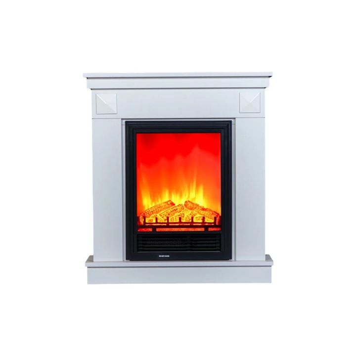 DLC Home Penida EF 1 Elektromos Kandalló, 83×93×28 cm Matt Fehér MDF, Bluetooth, Ropogó Tűzhang