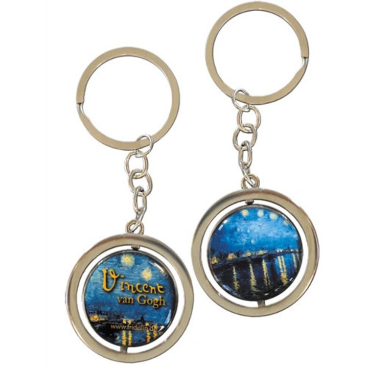 Kulcstartó fémkarika kétoldalas, Van Gogh: Csillagos éj a Rhone fölött – Fridolin