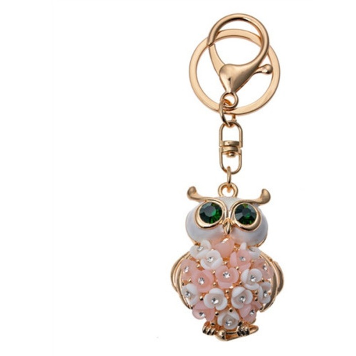 Fém kulcstartó, virágruhás bagollyal – Clayre-Eef