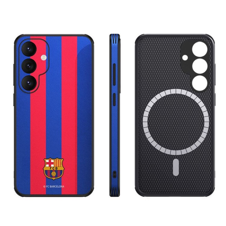 Husa pentru Samsung Galaxy S25 Plus FC Barcelona, granat, magnetic, suport integrat