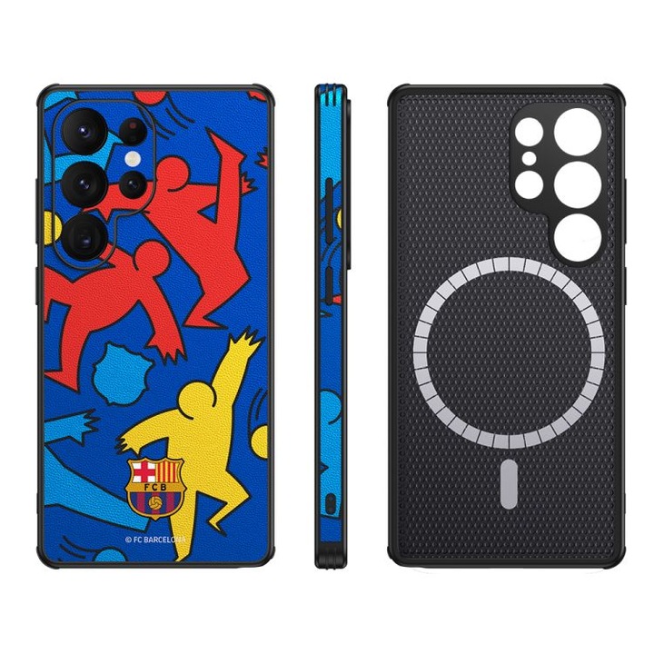 Husa pentru Samsung Galaxy S25 Ultra FC Barcelona, roz, magnetice, cu suport integrat