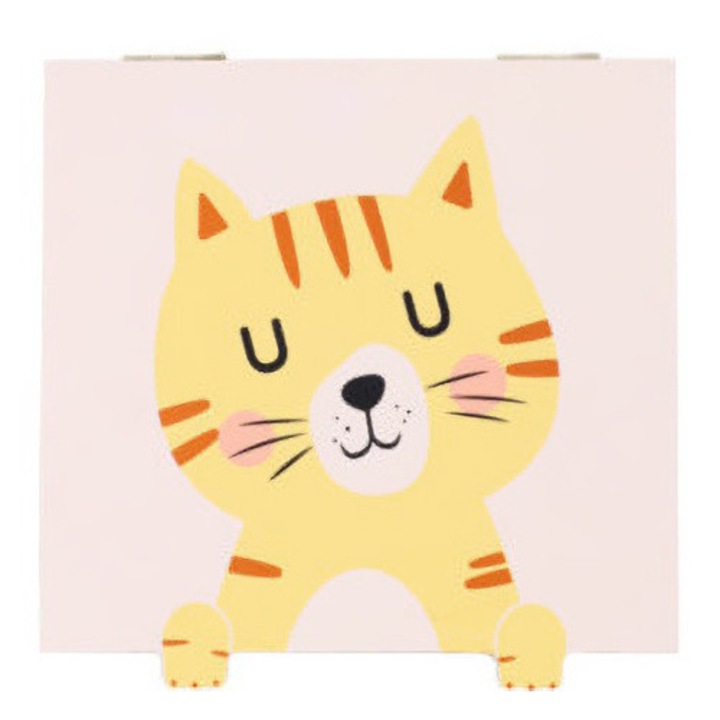 Cutita pentru comori de copii, Animalute cu labute, 15 x 15 x 7 cm - pisica