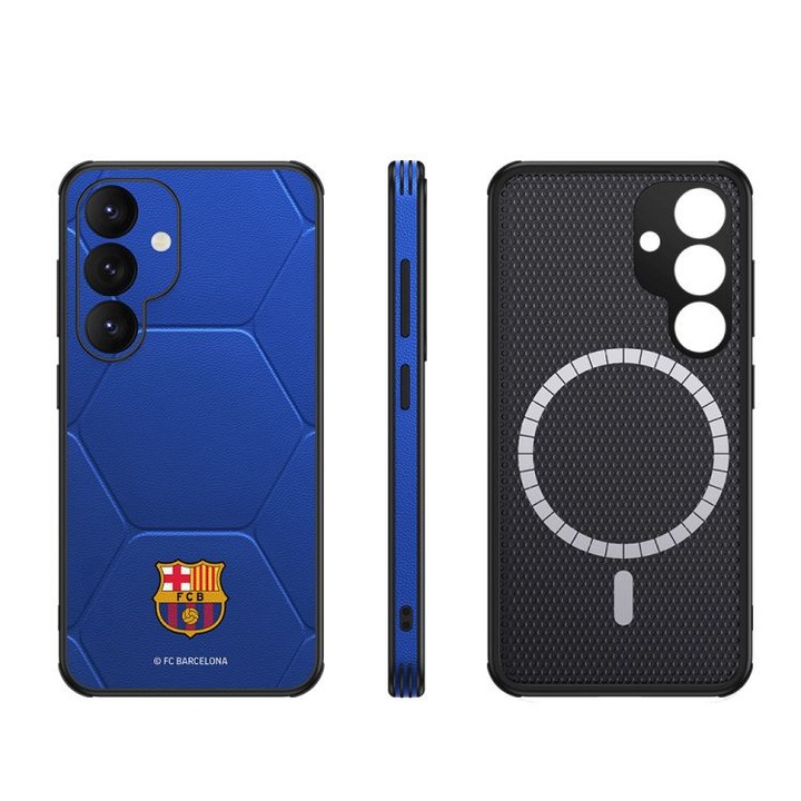 Husa pentru Samsung Galaxy S25 FC Barcelona, rosu, magnetic, suport integrat