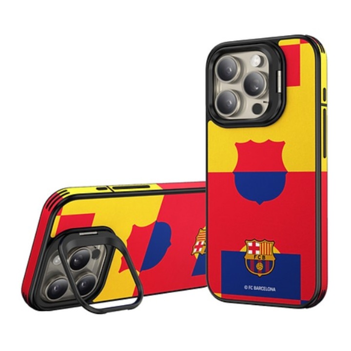 Husa pentru iPhone 15 Pro FC Barcelona, magnetice, suport, multicolor