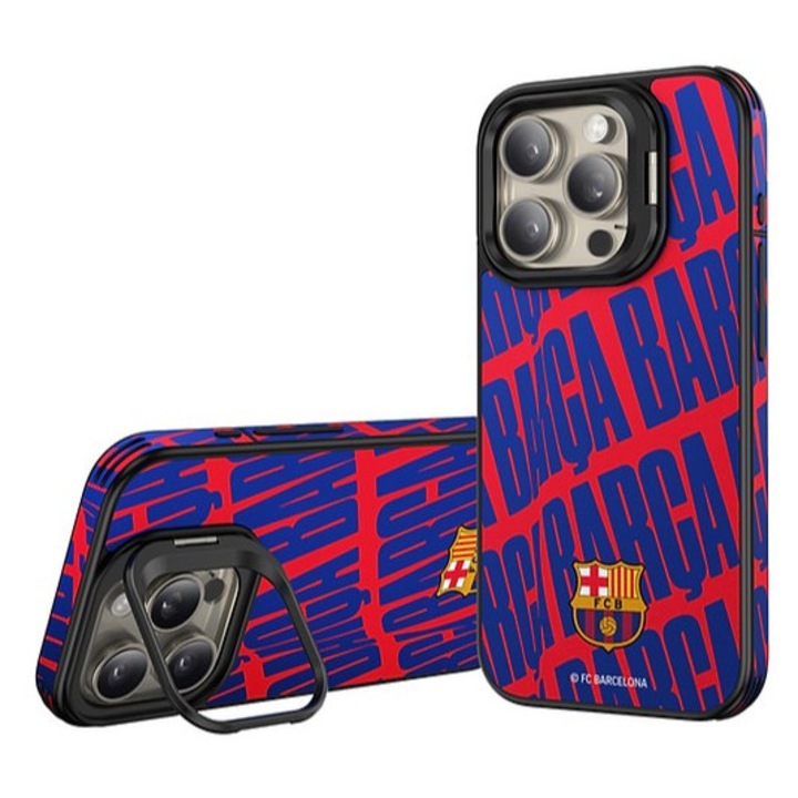 Husa pentru iPhone 16 Pro FC Barcelona, magnetice, compatibil MagSafe, negru