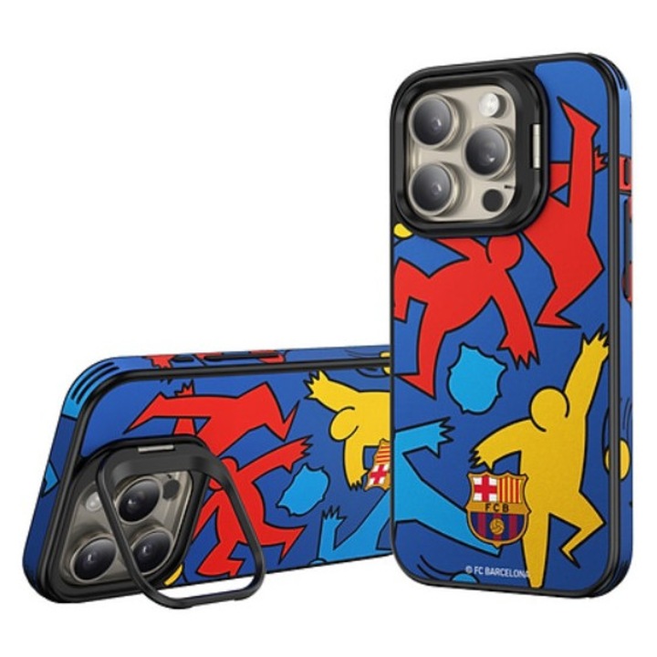 Husa pentru iPhone 15 Pro FC Barcelona, magnetice, suport, negru