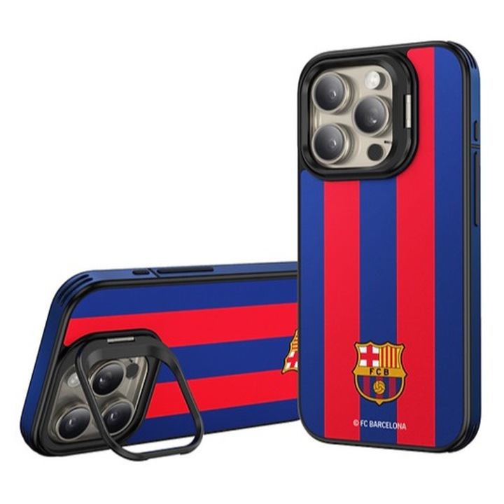 Husa pentru iPhone 15 Pro FC Barcelona, magnetic, compatibil MagSafe, protectie, negru