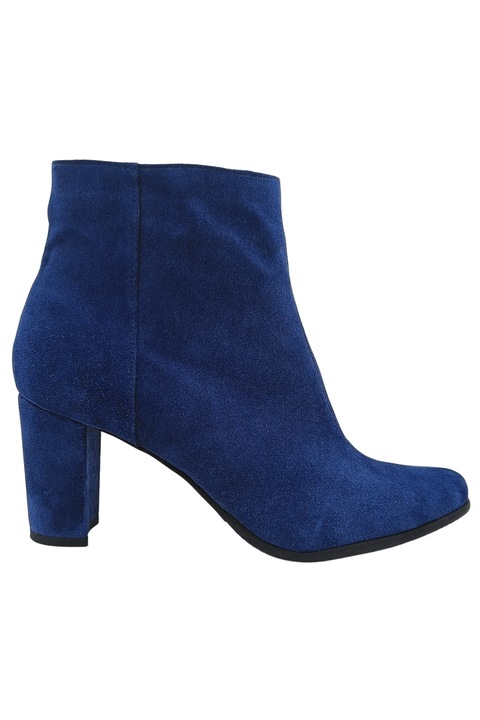 Botine dama, SandAli, piele intoarsa, fermoar lateral, albastru, marimea 35.5 EU