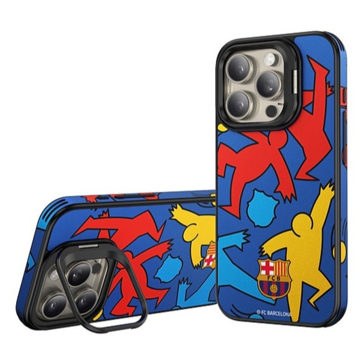 Husa pentru iPhone 16 Pro Max FC Barcelona, special edition, piele sintetica, rosu, compatibil cu MagSafe