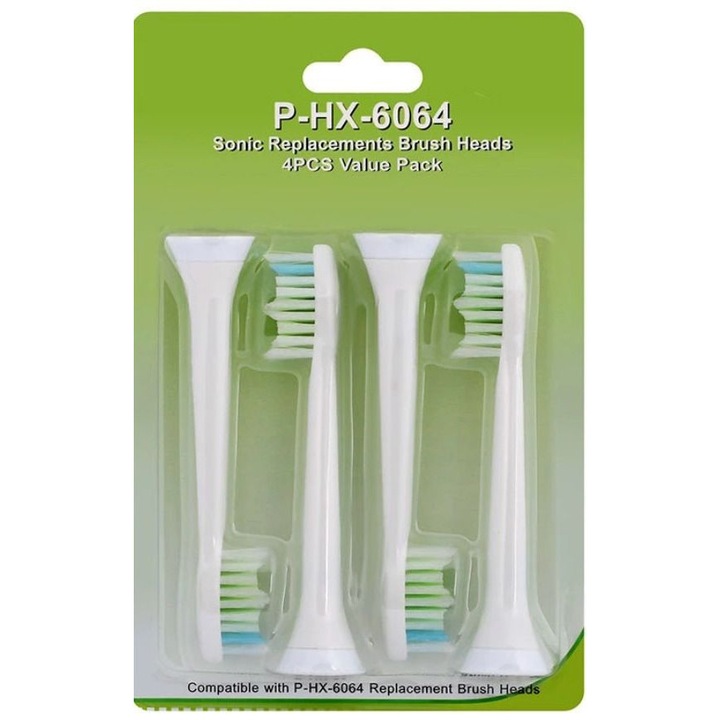 4 бр. P-HX-6064 съвместими резервни глави за четка за зъби, съвместими с електрически звукови четки за зъби Philips Sonicare, LRTM, с мек косъм