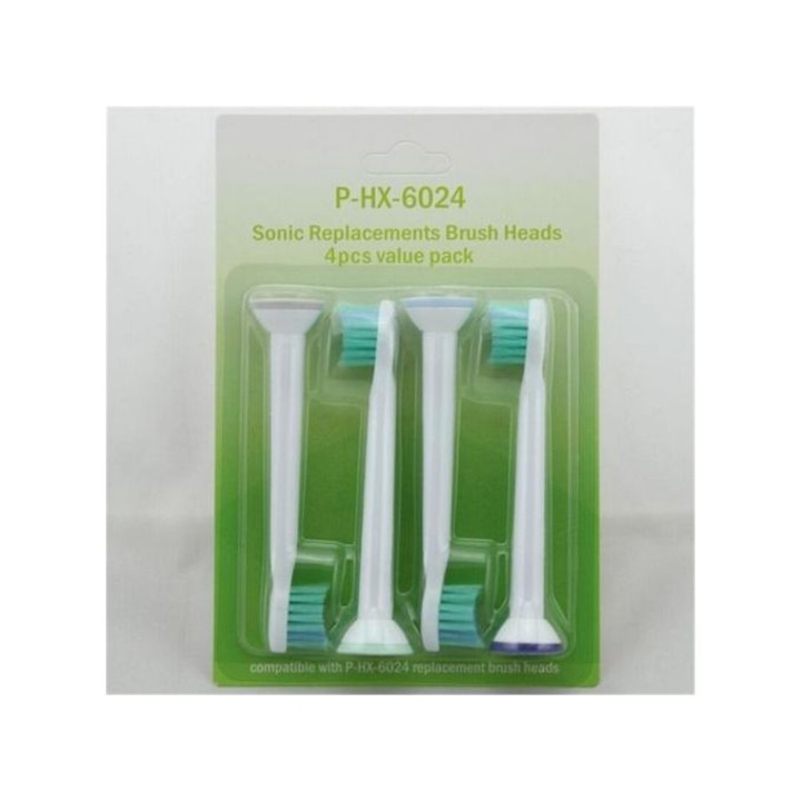 4 бр. P-HX-6024 резервни глави, съвместими с електрически четки за зъби Philips Sonicare Sonic, LRTM, с мек косъм