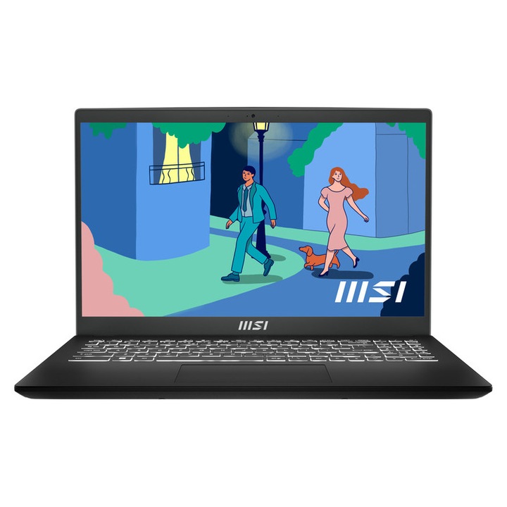 Laptop MSI Modern 15 B7M, 15.6'' FHD IPS, R5-7430U, 16GB, 512GB SSD, Windows 11 Home, negru clasic