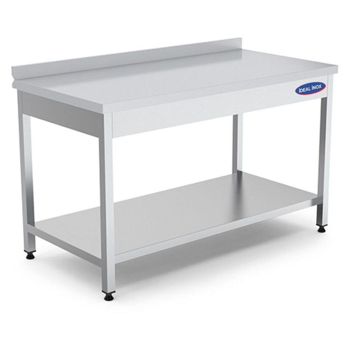 Masa inox cu polita si rebord Ideal Inox 1700x700x850