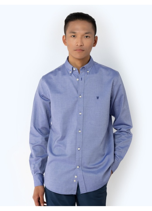 Camasa barbati, The Bostonians, Oxford Regular Fit, albastru inchis, bumbac, 46 EU