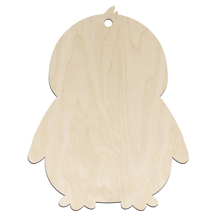 Glob de Craciun din lemn PINGWIN pentru pictat, 10cm, set 1 bucata, natural