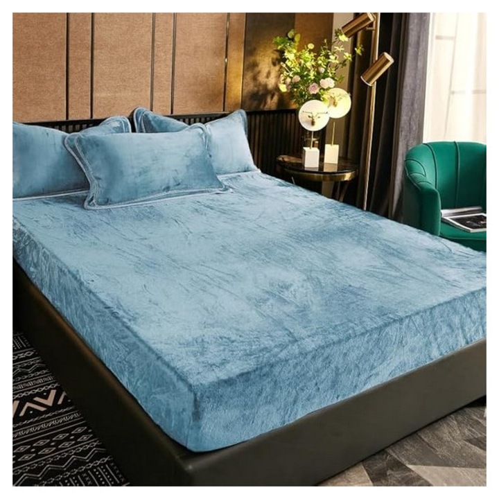 Cearsaf de iarna, marime 180 x 200 cm, albastru deschis, LUOFANFEI
