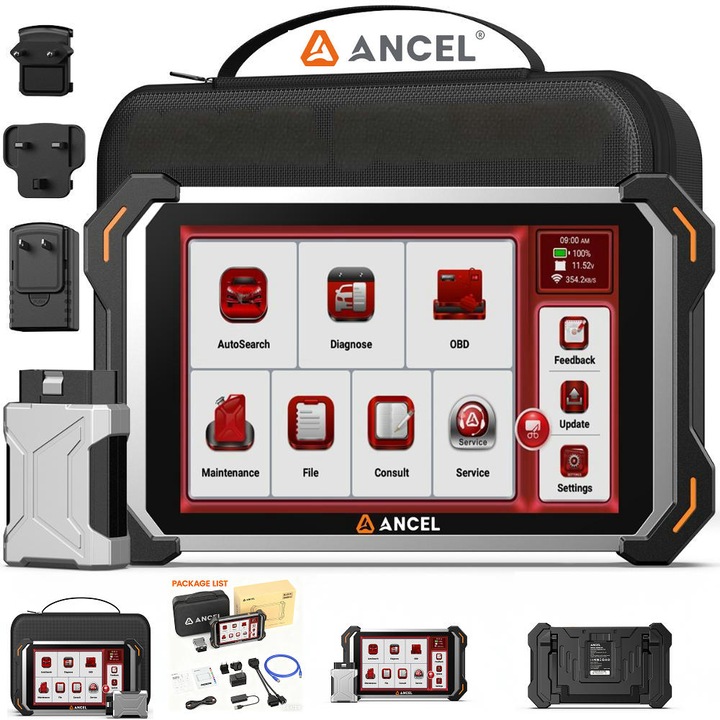 Tester de diagnosticare Ancel DS600 BT, actualizări gratuite pe viață, control bi-direcțional, 8 inch