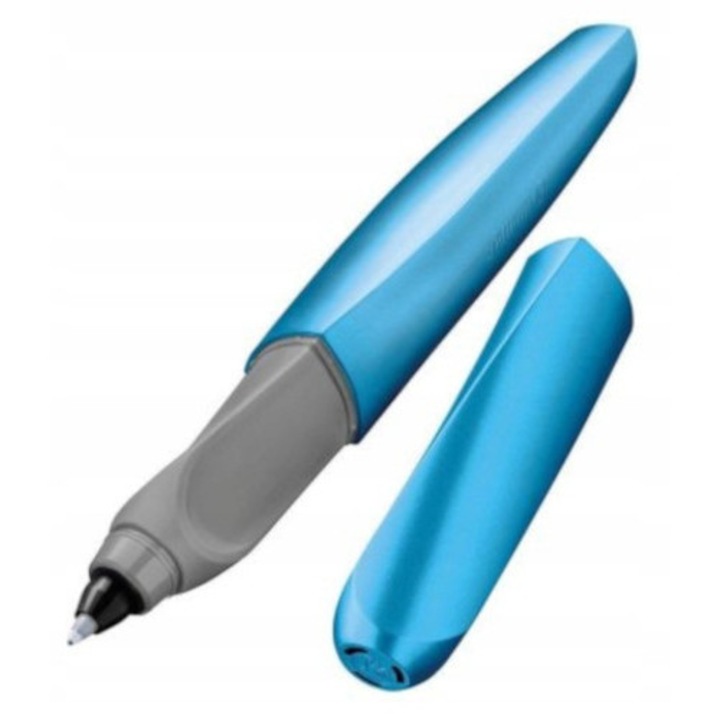 Pelikan Twist toll, fémes szürke-kék, ergonomikus, M hegy