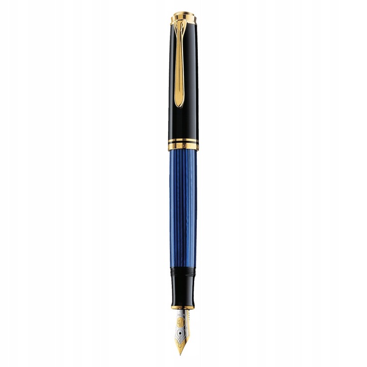 Pelikan Souveran M600 EF töltőtoll, fekete-kék, 14K arany tollhegy, dugattyús mechanizmus