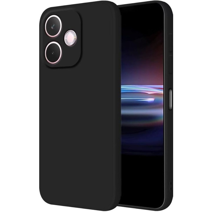 Husa Geo Liquid, pentru Oppo A5 Pro, din silicon, microfibra, protectii camere, Negru