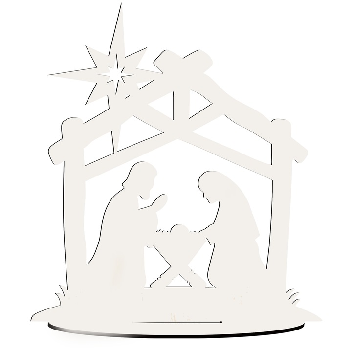 Комплект от 10 декоративни бели фигурки от MDF за Коледа, SMX Design, 10 см
