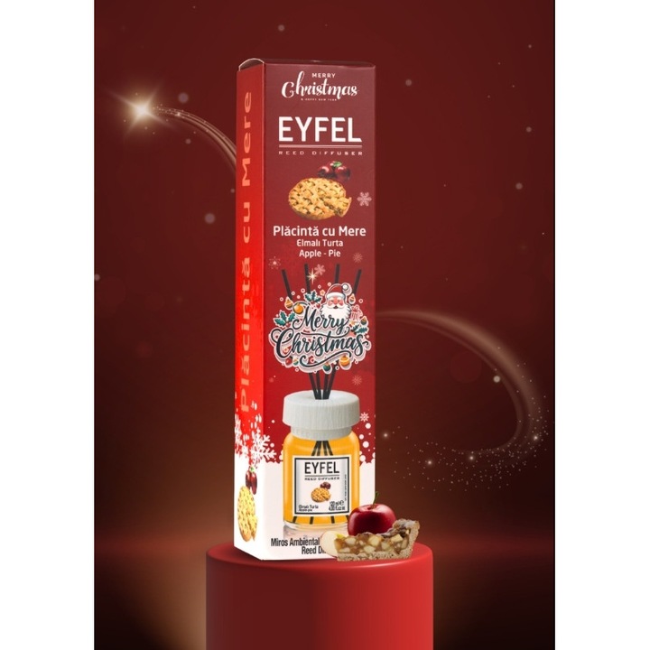 Odorizant de cameră Eyfel, Placinta cu Mere, 120 ml, betisoare din bambus, parfum intens