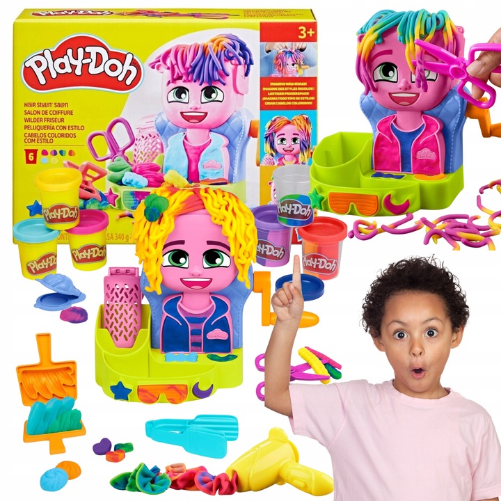 Play-Doh fodrászszalon készlet, 6 tégely, különböző színek