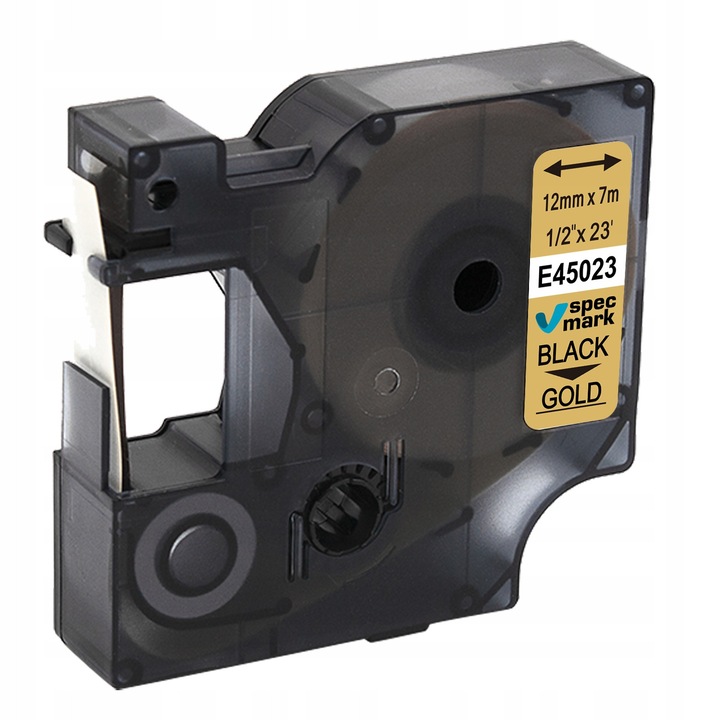 Banda Specmark Dymo D1 45023, 12mmx7m, Aurie cu text Negru