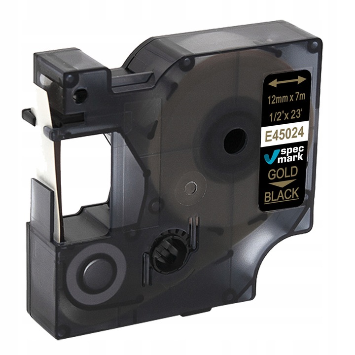 Banda etichetare Specmark Dymo D1 45024, negru cu imprimare aurie, 12mm x 7m, set 1 bucata