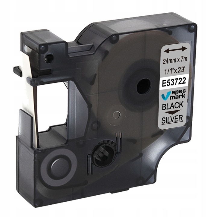 Banda etichetare Specmark DYMO D1 53722, 24mmx7m, argintiu/negru