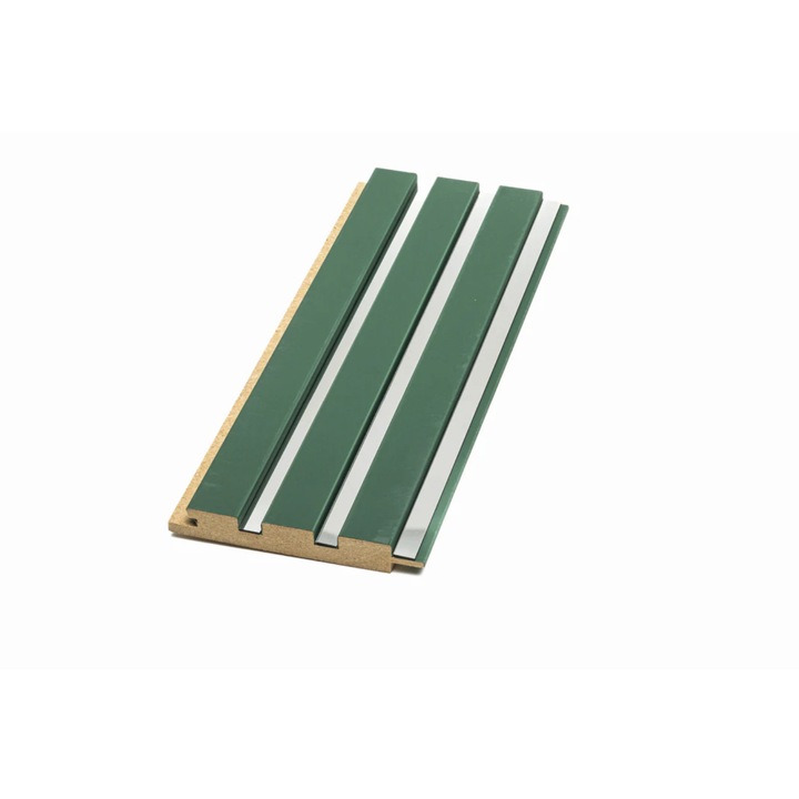 Riflaj Decorativ MDF Soft Verde & Silver, 280x12, 1x1, 8 cm