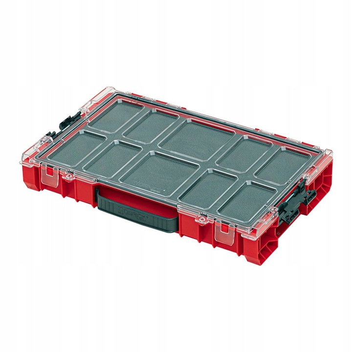 Qbrick System PRO 100 MFI rendszerező doboz, piros, 452x296x79mm, 5L kapacitás, IP54 védelem