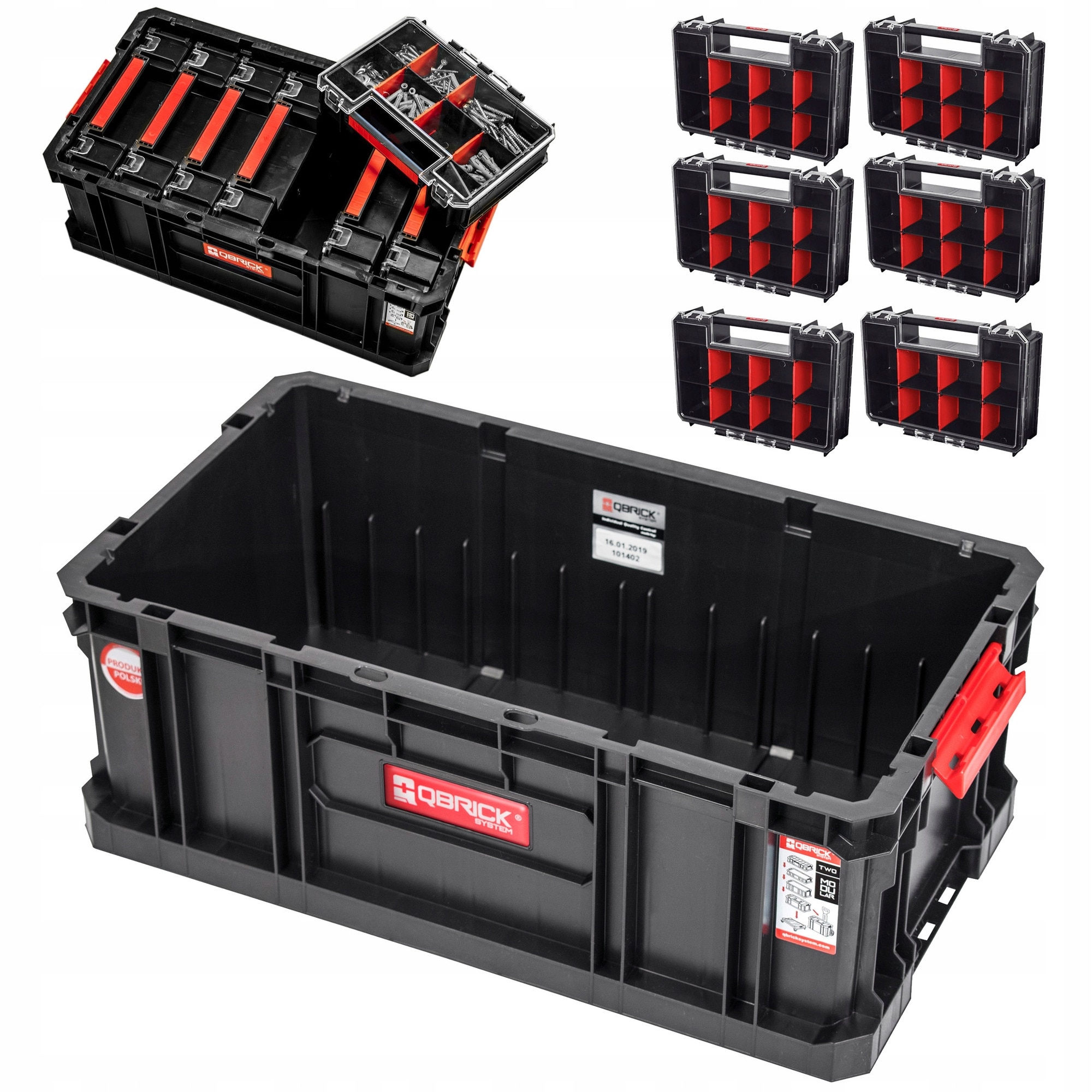 Cutie scule Qbrick System Two, set cu 6 organizatoare, 53.5x29