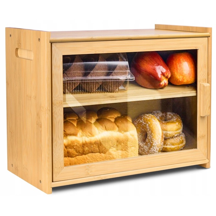 Bambusz élelmiszer tároló, két polcos, natúr, 31x40x20cm