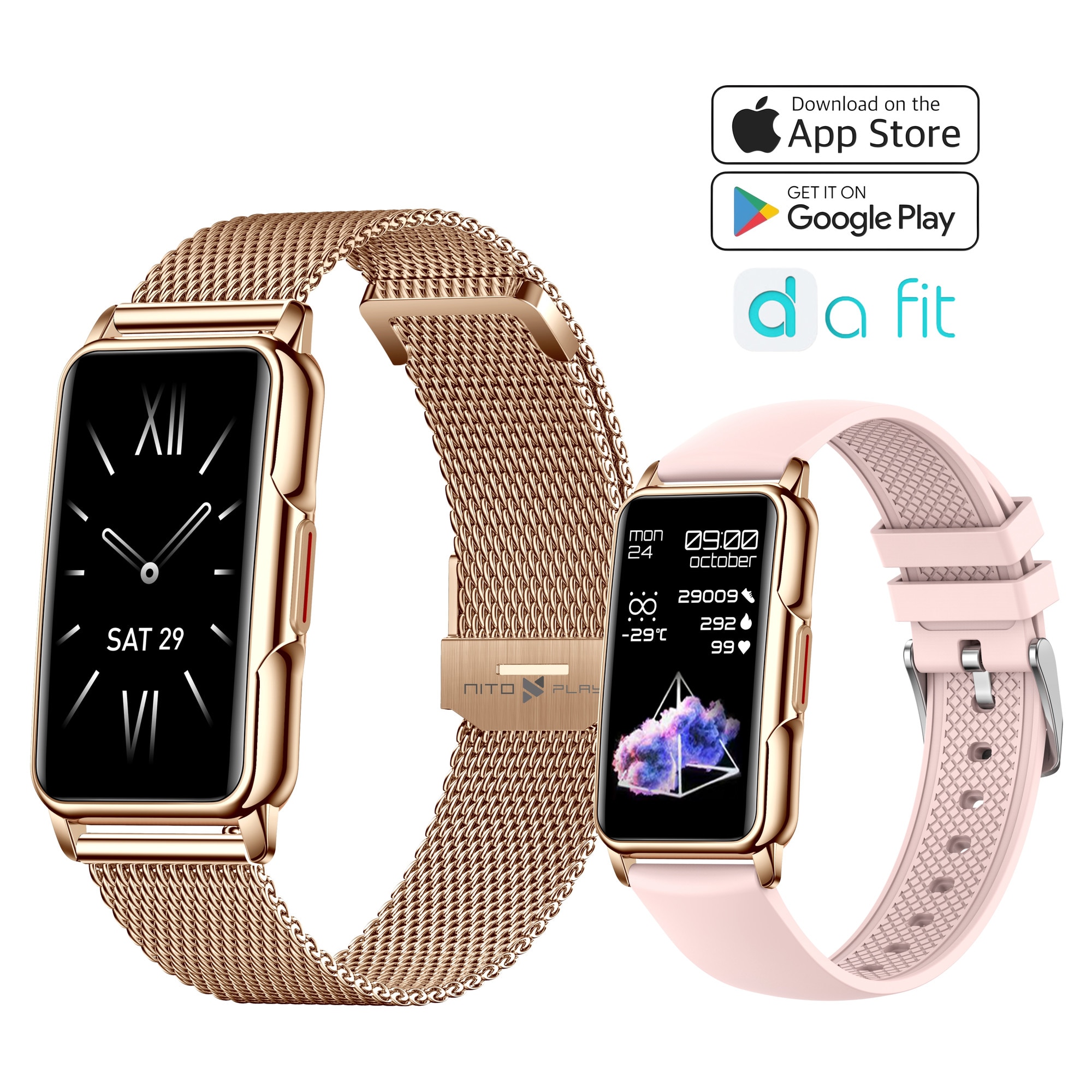 Fit Roz Watch Ceas / Bratara inteligenta Nitoplay® Elegance Smart Watch Fitness, Roz ...
