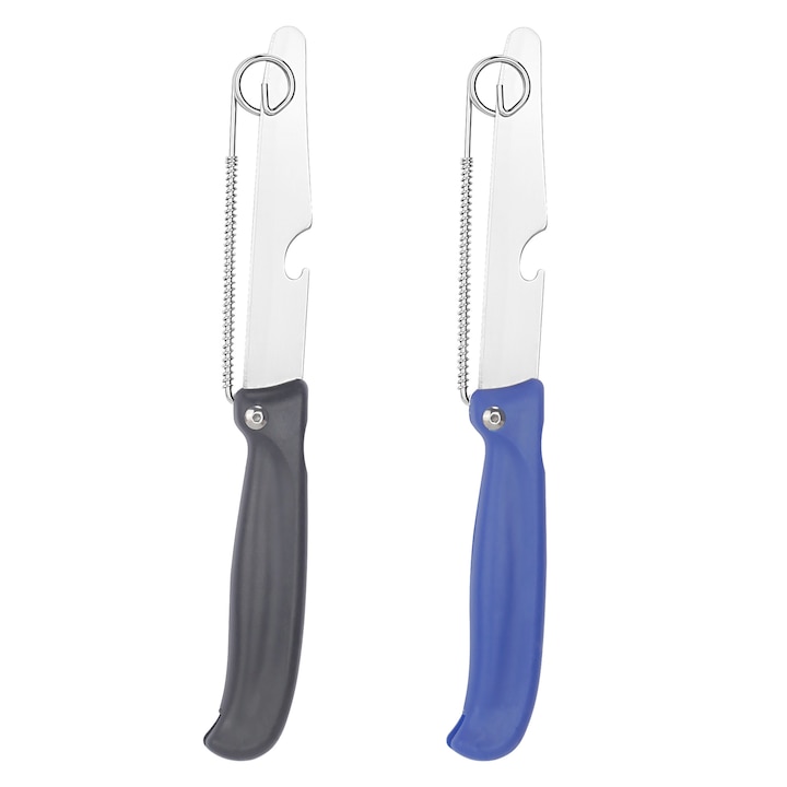 Set de cuțite multifunctionale YDCY, inox, 2 in 1, negru + albastru